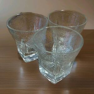 Libbey St. Regis Square Bottom MCM Ice Texture 6 Oz Barware 3.5" Set of 3